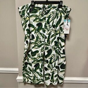 Tropical Leaf Print Sz 1X Linen Blend Pants 👖 NWT Per Se